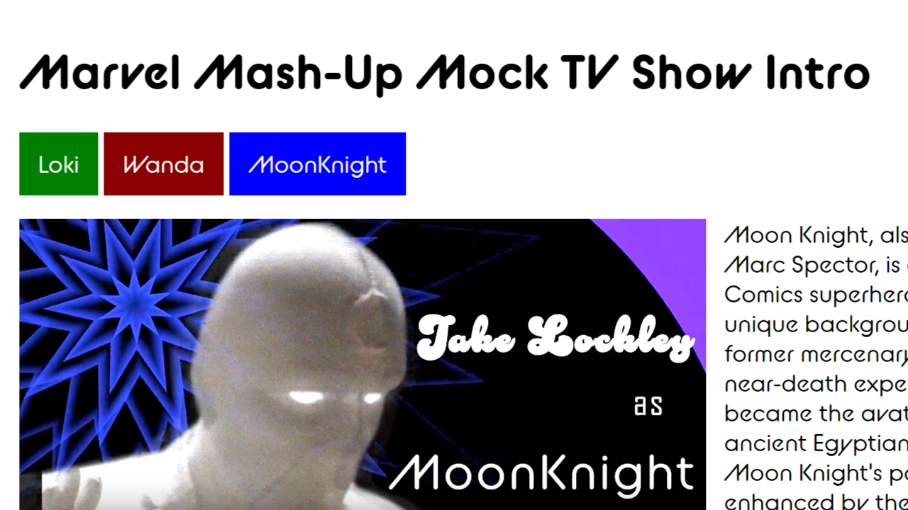 screen capture linked to Marvel Mash-Up Mock TV Show Intro website