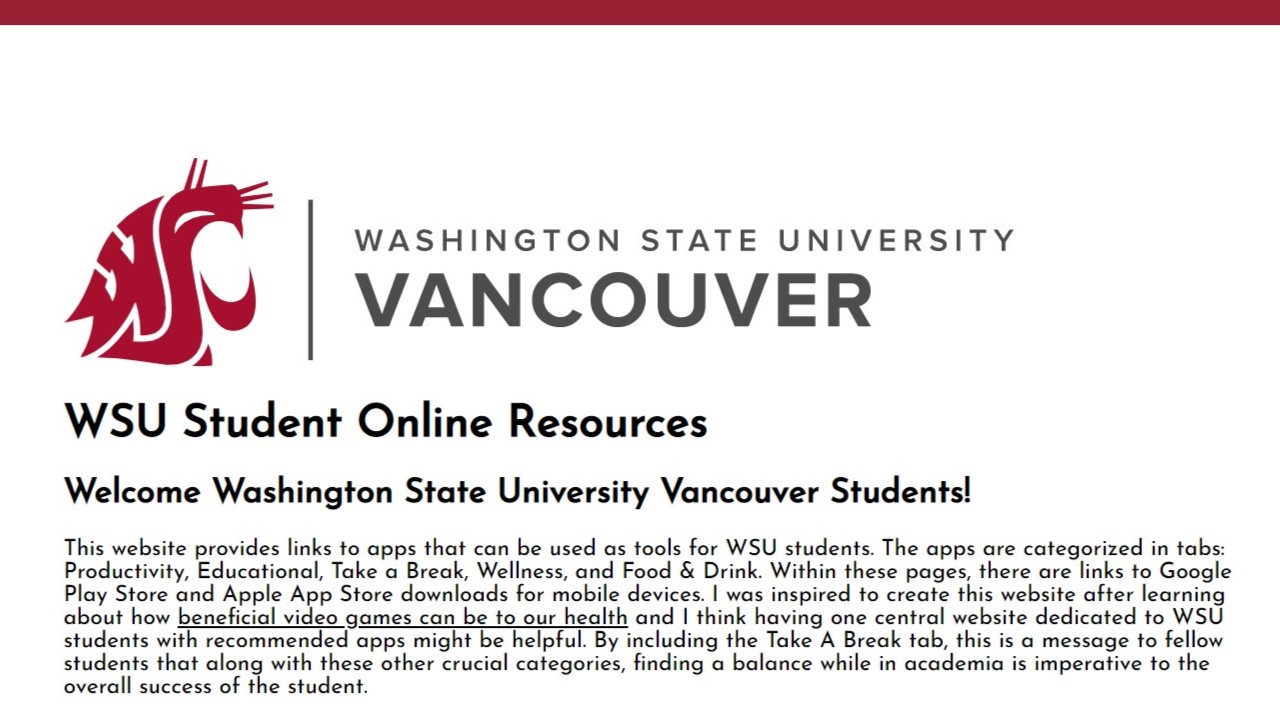 screen capture linked to student apps website